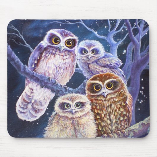 Boobook Owl Familie Mousepad (Vorne)