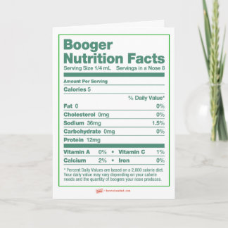 Booger Nutrition Facts Holiday Grußkarte Feiertagskarte