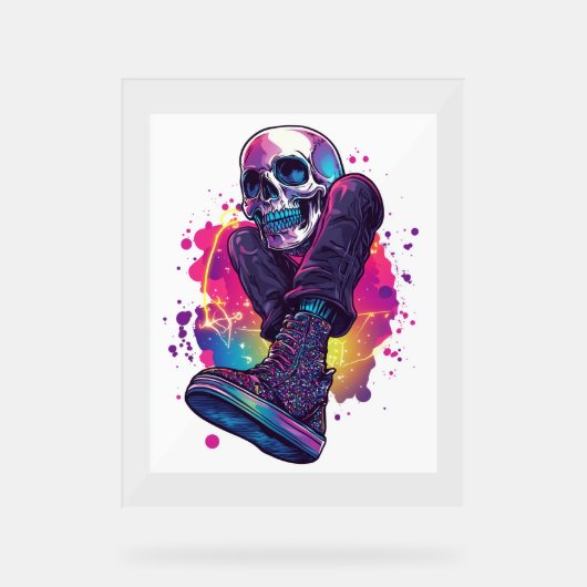 Boogie Bones - Funny 70er Disco Skull Acrylschild (Vorderseite)