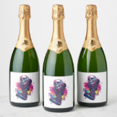 Boogie Bones - Funny 70er Disco Skull Schaumweinetikett (Flaschen)