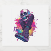 Boogie Bones - Funny 70er Disco Skull Schaumweinetikett (Einzelnes Label)