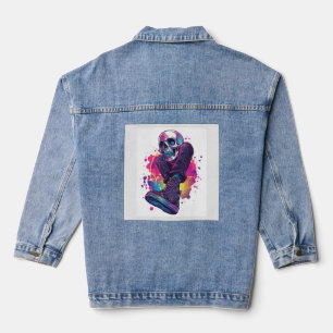 Boogie Bones – Lustiger 70er Disco-Totenkopf Jeansjacke