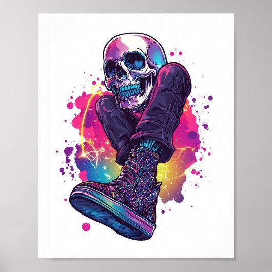 Boogie Bones � Lustiger 70er Disco-Totenkopf Poster (Vorne)