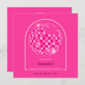 Boogie Graduation Party in Hot Pink Disco Einladung (Vorne/Hinten)