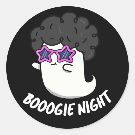 Boogie Night Funny Halloween Ghost Pun Dark BG Runder Aufkleber (Vorderseite)