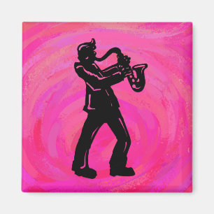 Boogie Nights Saxophon Hot Pink Magnet
