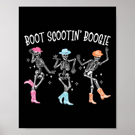 Boogie Retro Western Skeleton Dancin Poster (Vorne)