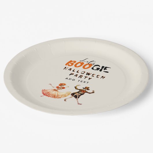 BOOGIE Skeleton Day of Death Halloween Begrüßungsz Pappteller (Schrägansicht)
