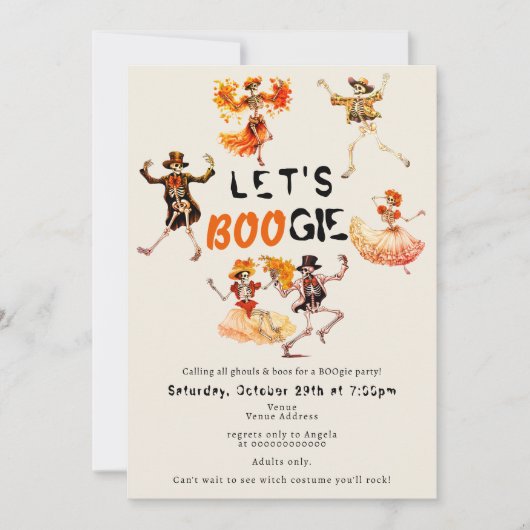 BOOGIE Skeletttag Totes erwachsenes Halloween-Part (Vorderseite)