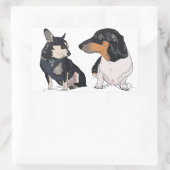 Boogie und Erdnuss, Dackel und Chihuahua-Aufkleber Rechteckiger Aufkleber (Tasche)