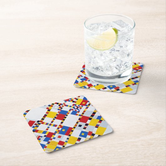 Boogie Woogie, Mondrian Rechteckiger Pappuntersetzer (Vor Ort)