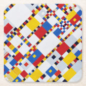 Boogie Woogie, Mondrian Rechteckiger Pappuntersetzer (Vorderseite)
