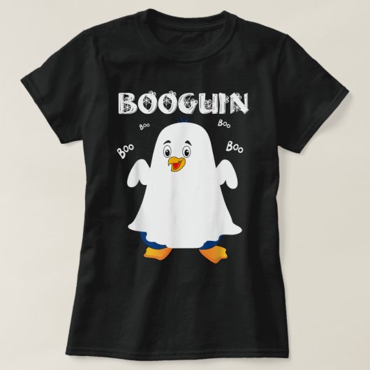 Booguin Halloween Pinguin in Geisterkostüm lustig T-Shirt (Design vorne)