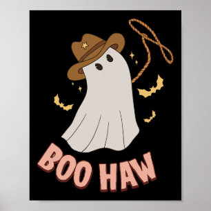 Boohaw Ghost Halloween Cowboy Costume Retr Poster