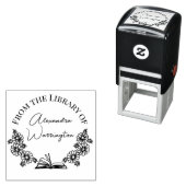 Book and Botanical Daisies #1 Library Script Name Permastempel (Beispiel)