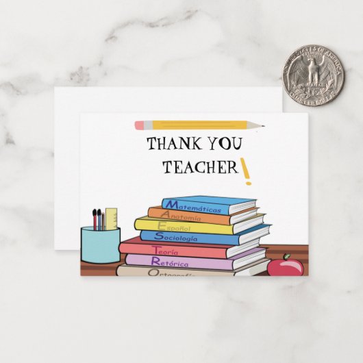 Book and Pencil Dankeschön Karten (Vorderseite/Rückseite Beispiel)