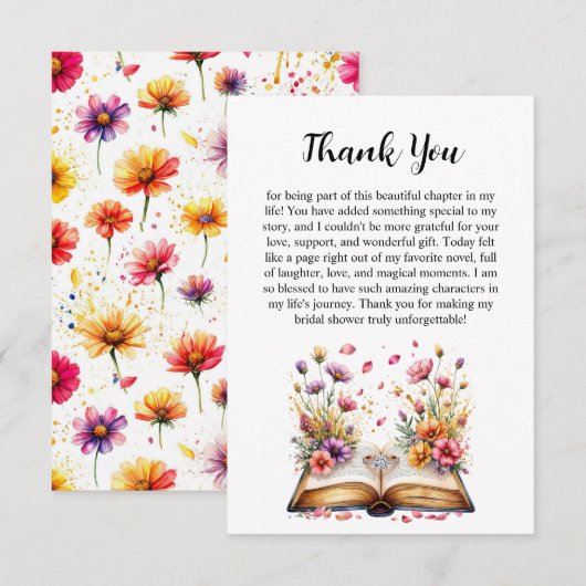 Book and Ring Theme Dankeschön Karte (Vorne/Hinten)