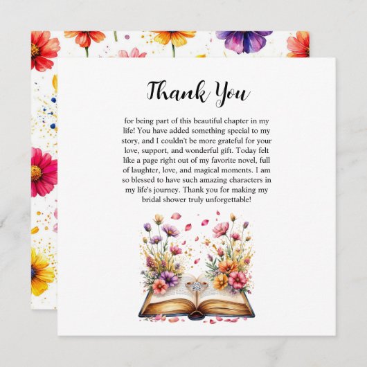 Book and Ring Theme Dankeschön Karte (Vorne/Hinten)