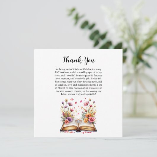 Book and Ring Theme Dankeschön Karte (Stehend Vorderseite)