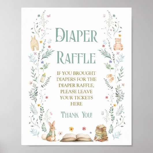 Book Baby Shower Diaper Raffle  Poster (Vorne)