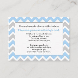 Book Baby Shower Einsteckkarte Junge blau Zickzack Begleitkarte