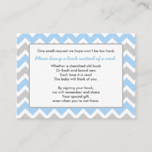 Book Baby Shower Einsteckkarte Junge blau Zickzack Begleitkarte