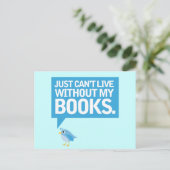 Book Bird kann einfach nicht ohne mein Büchergesch Postkarte (Stehend Vorderseite)