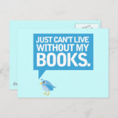 Book Bird kann einfach nicht ohne mein Büchergesch Postkarte (Vorne/Hinten)