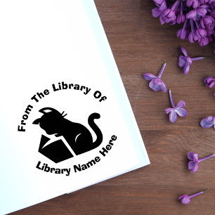 Book & Black Cat aus der Bibliothek Ihres Namens Permastempel