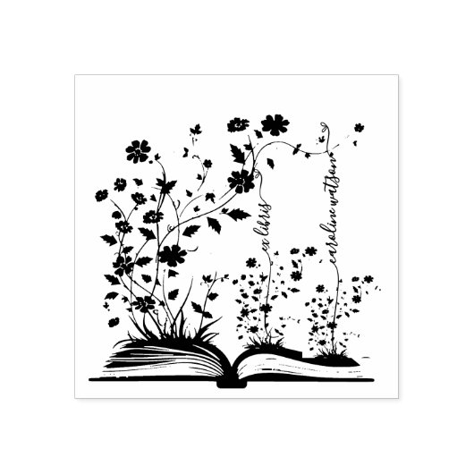 Book Bloom Ex libris Gummistempel (Prägung)