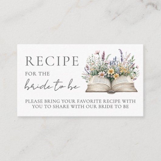 Book Bridal Shower Recipe Begleitkarte (Vorderseite)