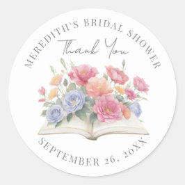 Book Bridal Shower Thank You Runder Aufkleber