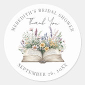 Book Bridal Shower Thank You Runder Aufkleber (Vorderseite)
