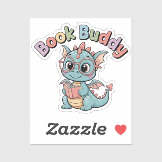 Book Buddy Süßer Lesedrache-Aufkleber Aufkleber (Blatt)