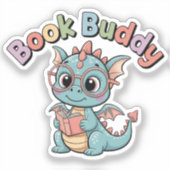 Book Buddy Süßer Lesedrache-Aufkleber Aufkleber (Vorderseite)