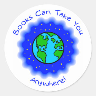 Book Can take you Round Stickers, 2 size Runder Aufkleber