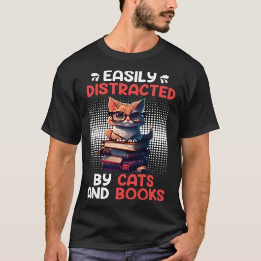 Book  Cat fan Bookworm Book Reader Bookfriend  4 T-Shirt (Vorderseite)