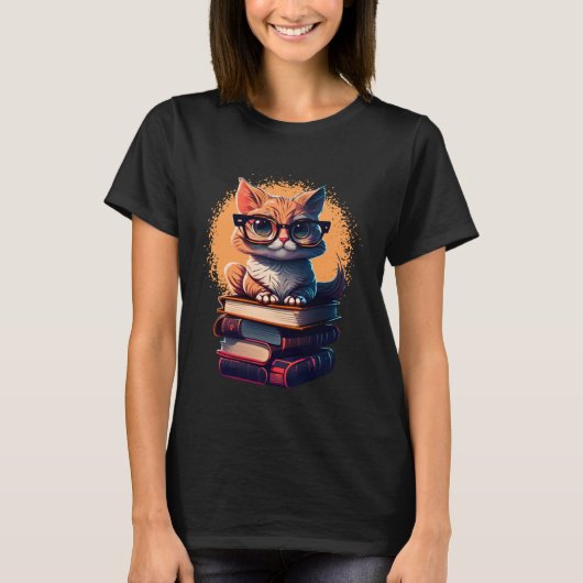 Book Cat fan bookworm Cats and Books 1 T-Shirt (Vorderseite)