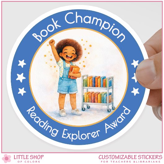 Book Champion Teacher Reading Award Runder Aufkleber
