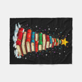 Book Christmas Tree Book Lover Teacher Librarian Fleecedecke (Vorderseite (Horizontal))