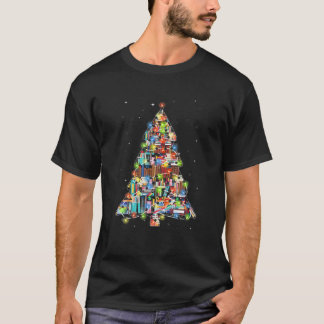 Book Christmas Tree Funny Library Reading Lover Li T-Shirt