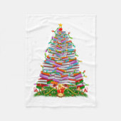 Book Christmas Tree Lights Book Lover Teacher Libr Fleecedecke (Vorderseite)