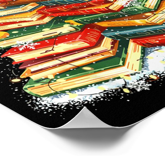 Book Christmas Tree Reading  Poster (Ecke)