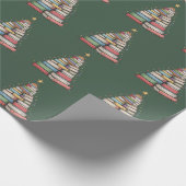 Book Christmas Tree Retro Bookworm Library Geschenkpapier (Ecke)