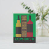 Book Club Custom mit Book and Wine Postkarte (Stehend Vorderseite)
