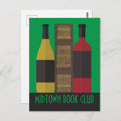 Book Club Custom mit Book and Wine Postkarte (Vorne/Hinten)