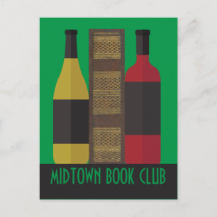 Book Club Custom mit Book and Wine Postkarte