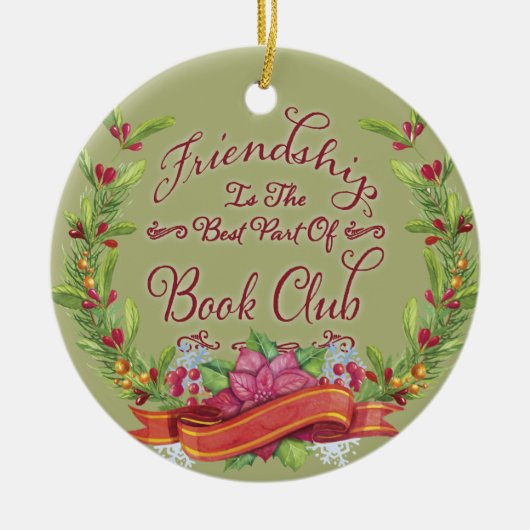 Book Club Holiday Friendly Wreath Keramik Ornament (Vorne)