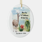 Book Club Member Funny Llama Monogram Keramik Ornament (Rechts)