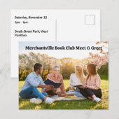 Book Club Open Invitation Customizable Postkarte (Vorne/Hinten)